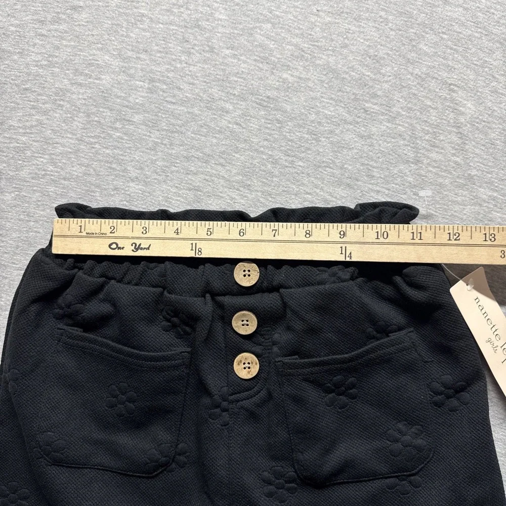 Nanette Lepore Mini Skirt Girls 8 Black Textured Flower Summer Wear Button Front